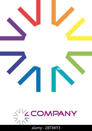 Vector sign abstract rainbow sun Stock Vector