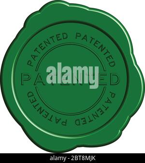 Patented word green color rubber stamp on white background Stock Vector