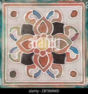Ceramic mosaic tile with Moroccan pattern, ceramic decoration tile Stock Photo