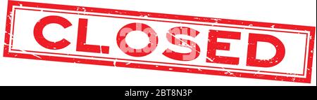 Grunge red closed word square rubber seal stamp on white background Stock Vector