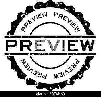 Grunge black preview word round rubber seal stamp on white background ...