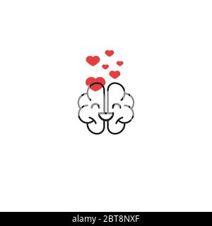 Loving brain, love icon, hearts flying out of brain Stock Vector
