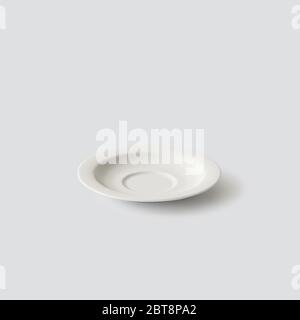 empty white plate isolated on light grey background Stock Photo