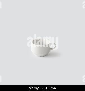 empty white coffee cup isolated on light grey background Stock Photo