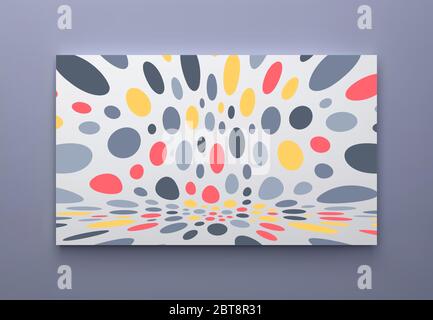 Abstract background with color circles. Chaotic particles in empty space. Dynamic vector illustartion. Stock Vector