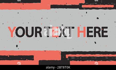 Underground abstract background with copy space. Horizontal lines frame with jagged curved edges. Red corral and black colors. Horizontal 16x9 Stock Vector