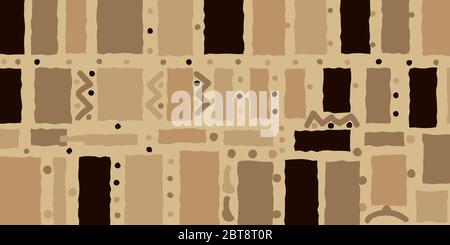 Abstract background with shapeless blurry rectangles and dots. Calm pastel colors - shades of brown, beige, gray. Horizontal avant-garde wallpaper Stock Vector