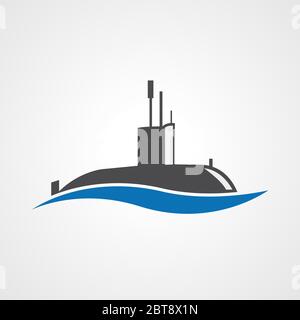 Vector sign black submarine in simplified form Stock Vector