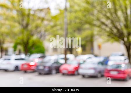Abstract blurred parking car outdoor for background Stock Photo