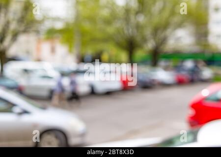 Abstract blurred parking car outdoor for background Stock Photo