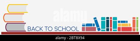 Back to school. Vector abstract background book and bookstore. Header and banner Stock Vector