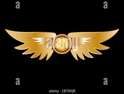 Crest star shield with golden wings Stock Vector