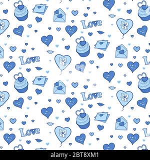 Happy valentines day colourful seamless pattern. Vector Stock Vector