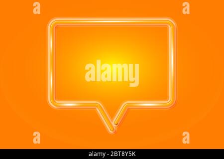 Chat bubble glowing neon sign or LED strip light on yellow background. Vector art Stock Vector