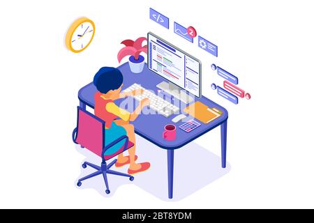 Programmer Developing Program Stock Vector
