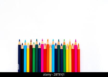 Colour pencils isolated on white background close up Stock Photo