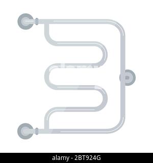 Bathroom grey heated towel rail icon isolated on white background. Stock Vector