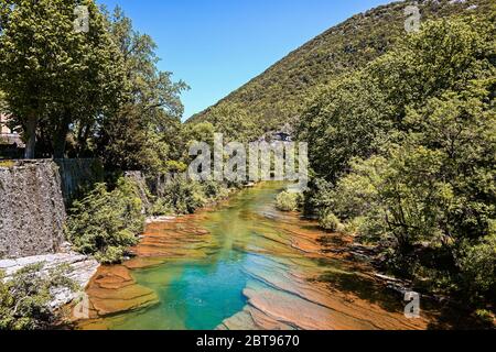 Colorful French Landscape, Cascade de la vis, south of France Stock Photo