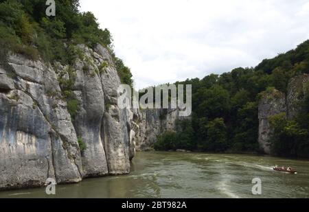 Danube River between Kelheim and Weltenburg during fall Stock Photo