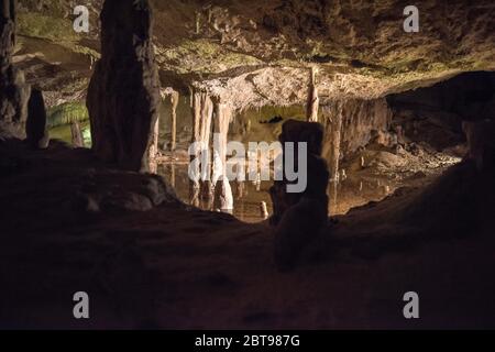 A visit to the stalactite cave in Ibiza that was used by smugglers at he time. Stock Photo