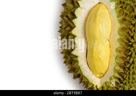 yellow durian in side Mon Thong durian fruit on white background Stock ...