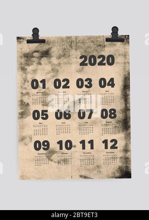 calendar-2020-planner-on-old-paper-a4-template-stock-vector-image-art-alamy