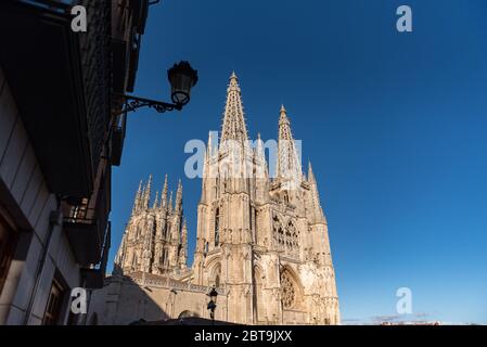 Burgos, Spain; may 04 2019: Burgos cathedral in Spain in Gothic style aka 'Santa Iglesia Catedral Basílica Metropolitana de Santa María' Stock Photo