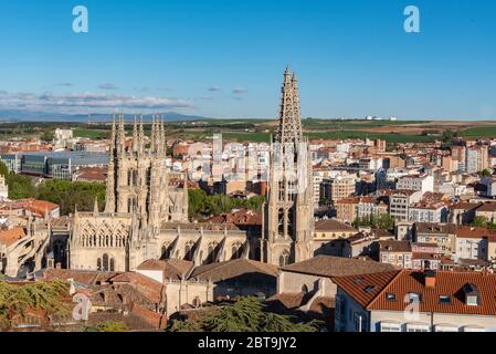 Burgos, Spain; may 04 2019: Burgos cathedral in Spain in Gothic style aka 'Santa Iglesia Catedral Basílica Metropolitana de Santa María' Stock Photo