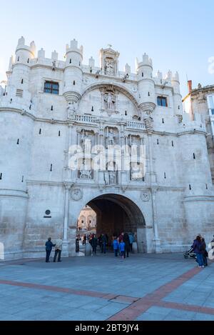 Burgos, Spain; may 04 2019: People in the Arch of Santa Maria, Burgos, Castilla y Leon, Spain Stock Photo