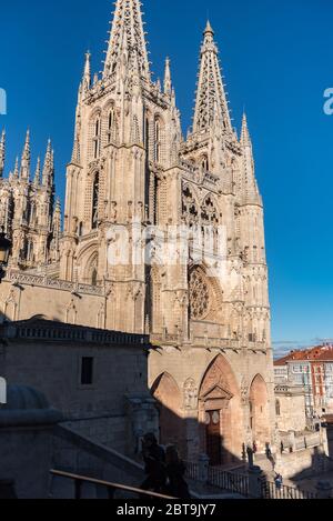 Burgos, Spain; may 04 2019: Burgos cathedral in Spain in Gothic style aka 'Santa Iglesia Catedral Basílica Metropolitana de Santa María' Stock Photo