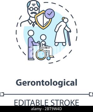 Gerontology concept icon Stock Vector