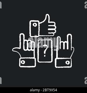 Charades chalk white icon on black background Stock Vector