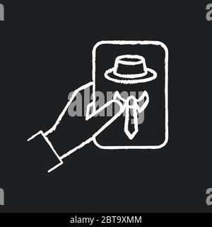 Guess game chalk white icon on black background Stock Vector
