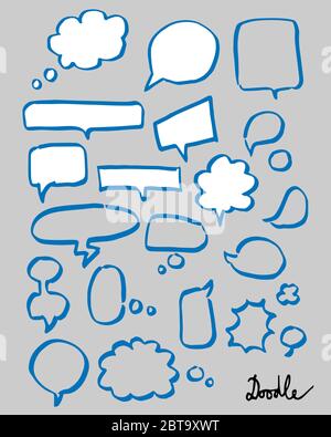 Speech Bubbles Hand Drawn Vector Set Grey Stock Vector