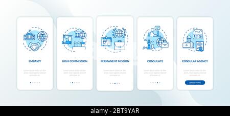 Political cooperation onboarding mobile app page screen with concepts Stock Vector