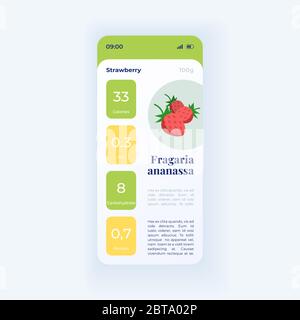 Fresh strawberry nutrition smartphone interface vector template Stock Vector