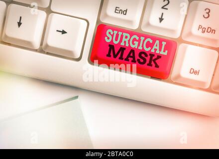 Handwriting text Surgical Mask. Conceptual photo worn by health professionals during surgery and during nursing Stock Photo