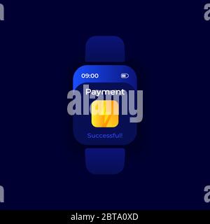 Successful payment smartwatch interface vector template Stock Vector