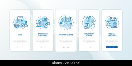 Administration assistance onboarding mobile app page screen with concepts Stock Vector