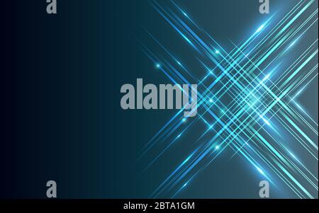 Straight lines abstract technology blue shiny light background for design. Stock Vector