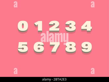 3D Trendy Number Font Illustration Pink Background Stock Vector