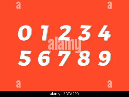 3D Trendy Numbers Font Illustration Red Background Stock Vector