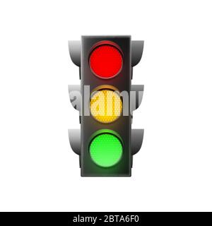 Traffic light isolated on white background. Vector illustration Stock Vector