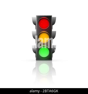 Realistic traffic light. Traffic Laws. Isolated vector illustration Stock Vector