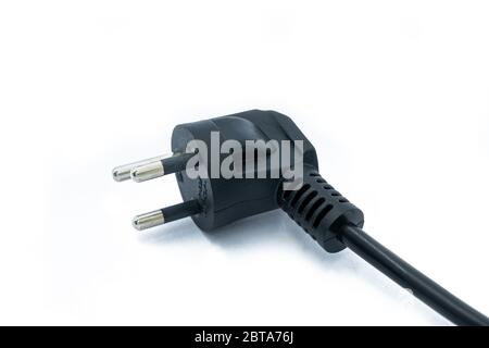 The Grounded electric cable cord ready to plug or unplug from power on white background Stock Photo