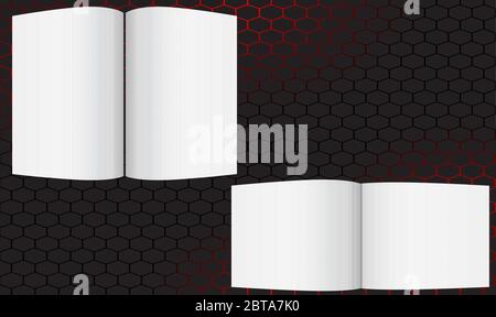 mock up illustration of open magazine on abstract background Stock Vector