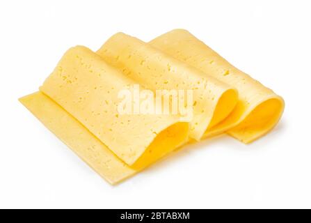 Cheese slices isolated on white background Stock Photo