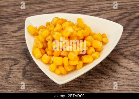 Sweet marinated corn seeds in the bowl Stock Photo