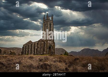 An abandoned church in the Posion Geln, Co. Donegal, Ireland Stock Photo