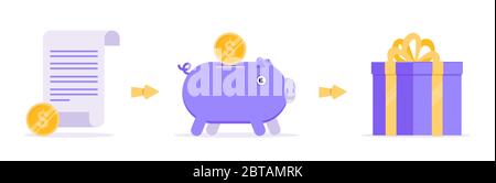 Earn reward points business concept icons flat style design vector illustration. Stock Vector